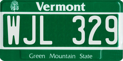 VT license plate WJL329
