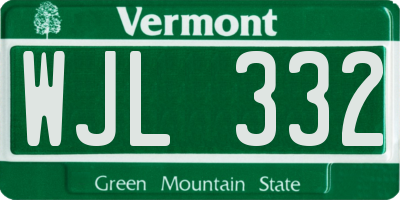 VT license plate WJL332
