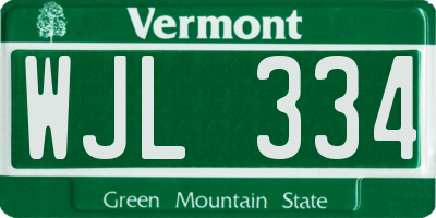 VT license plate WJL334