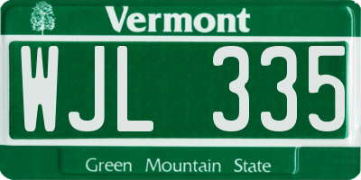 VT license plate WJL335