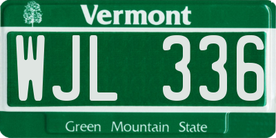 VT license plate WJL336