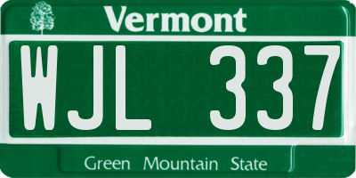 VT license plate WJL337