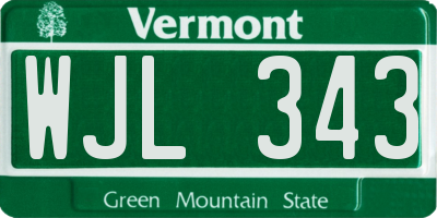 VT license plate WJL343