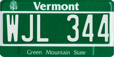 VT license plate WJL344