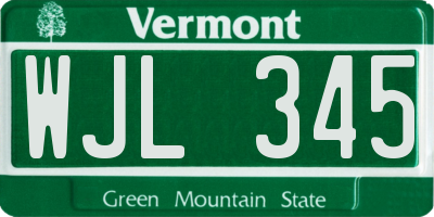 VT license plate WJL345