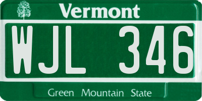 VT license plate WJL346