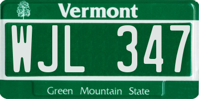 VT license plate WJL347