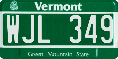 VT license plate WJL349