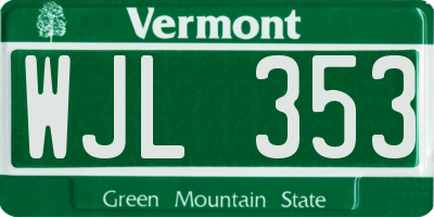 VT license plate WJL353