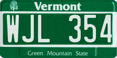 VT license plate WJL354