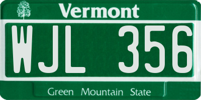 VT license plate WJL356