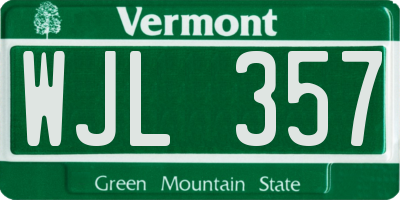 VT license plate WJL357
