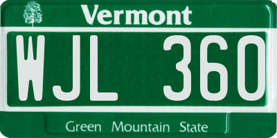 VT license plate WJL360
