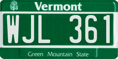 VT license plate WJL361