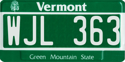 VT license plate WJL363