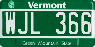 VT license plate WJL366