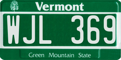VT license plate WJL369