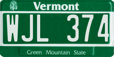 VT license plate WJL374