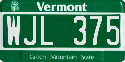 VT license plate WJL375