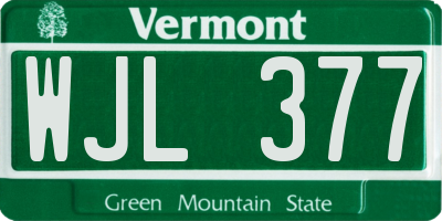 VT license plate WJL377