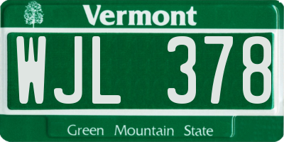 VT license plate WJL378