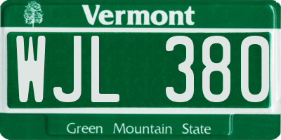 VT license plate WJL380