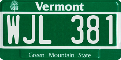 VT license plate WJL381