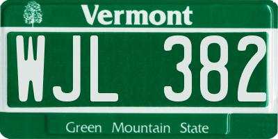 VT license plate WJL382
