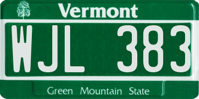 VT license plate WJL383