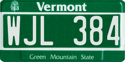 VT license plate WJL384