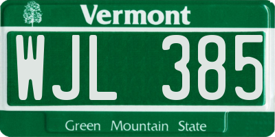 VT license plate WJL385