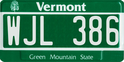 VT license plate WJL386