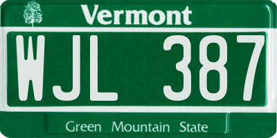 VT license plate WJL387
