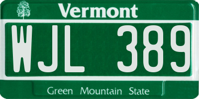 VT license plate WJL389