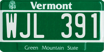 VT license plate WJL391