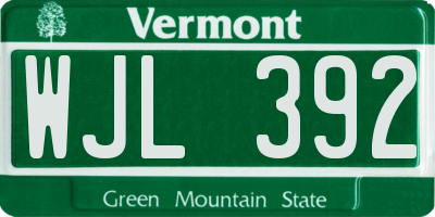 VT license plate WJL392
