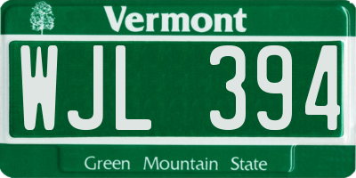 VT license plate WJL394
