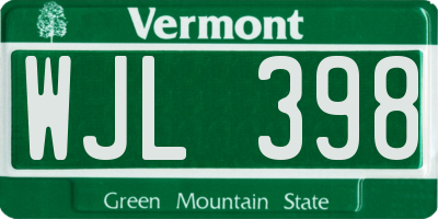 VT license plate WJL398