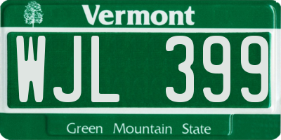 VT license plate WJL399