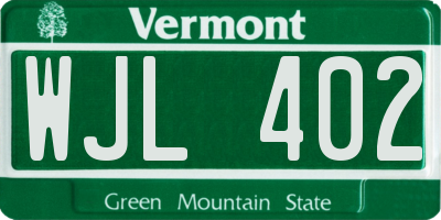 VT license plate WJL402