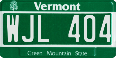 VT license plate WJL404