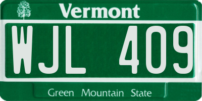 VT license plate WJL409