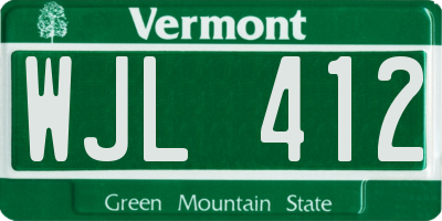 VT license plate WJL412