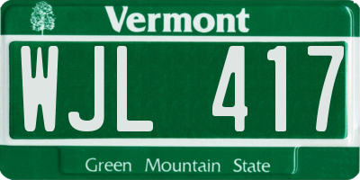 VT license plate WJL417