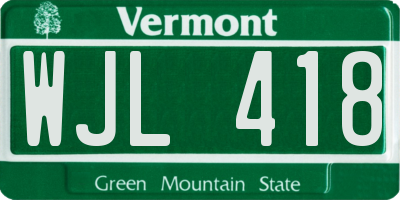 VT license plate WJL418