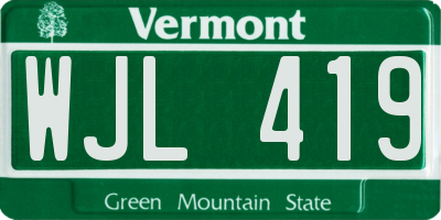 VT license plate WJL419
