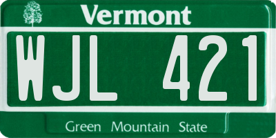 VT license plate WJL421