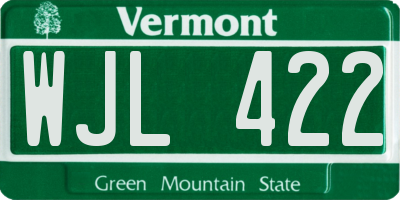VT license plate WJL422