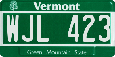 VT license plate WJL423