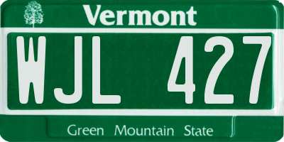 VT license plate WJL427